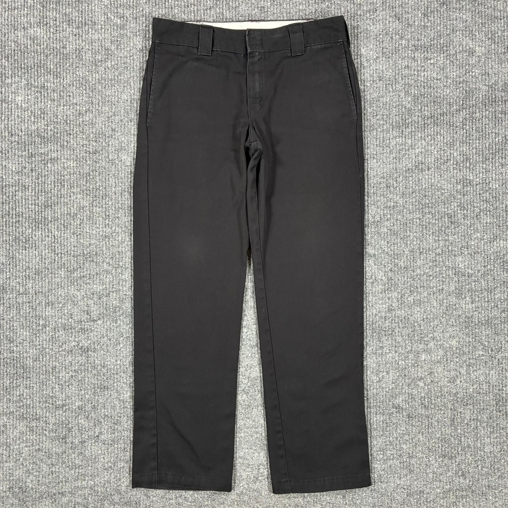 Dickies Slim Straight Work‎ Pants Mens 32x32 Black Flex Uniform Chino Low Rise